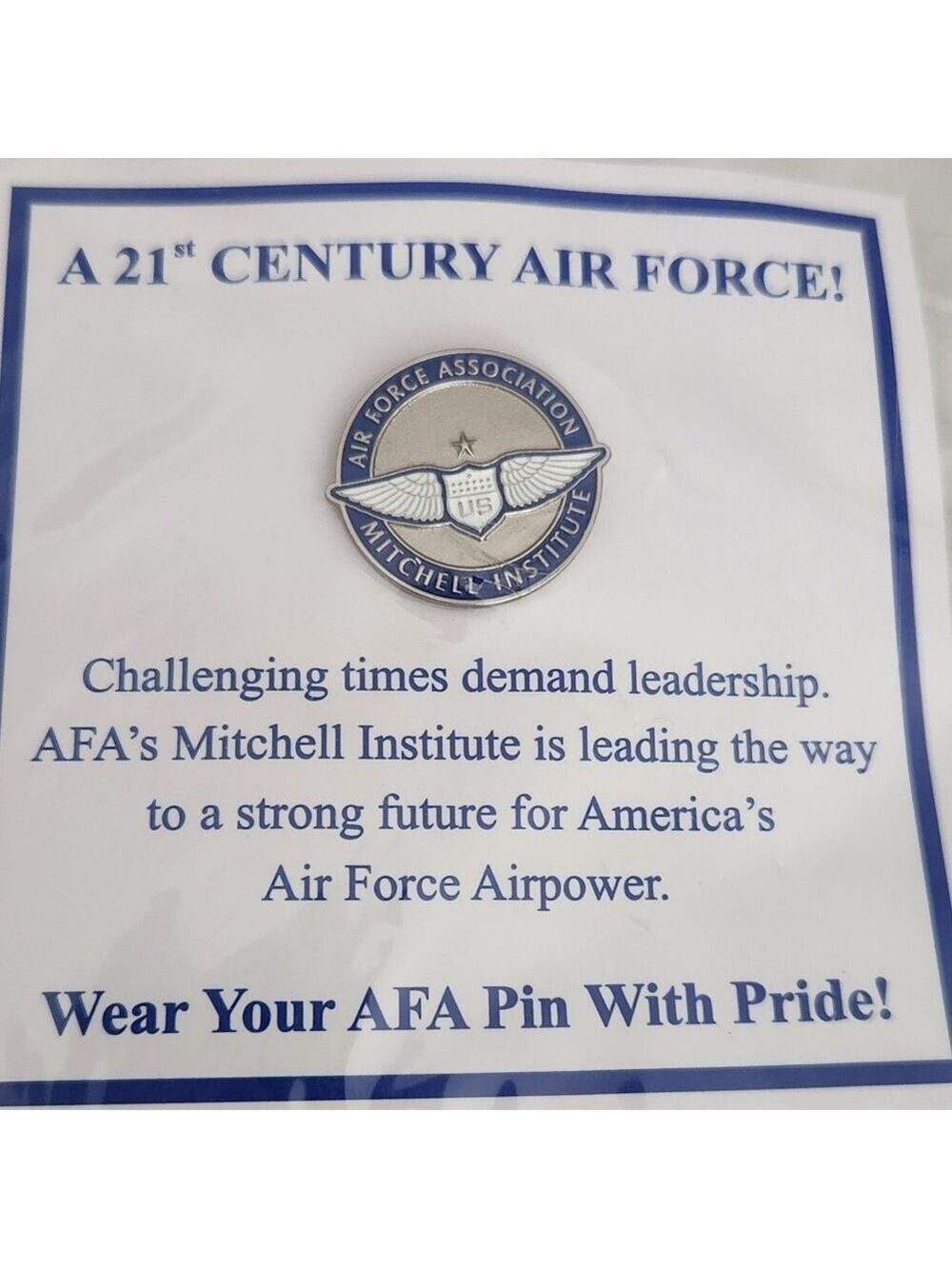 AFA Mitchell Institute Employee Pin Aerospace Studies Think Tank Washington DC